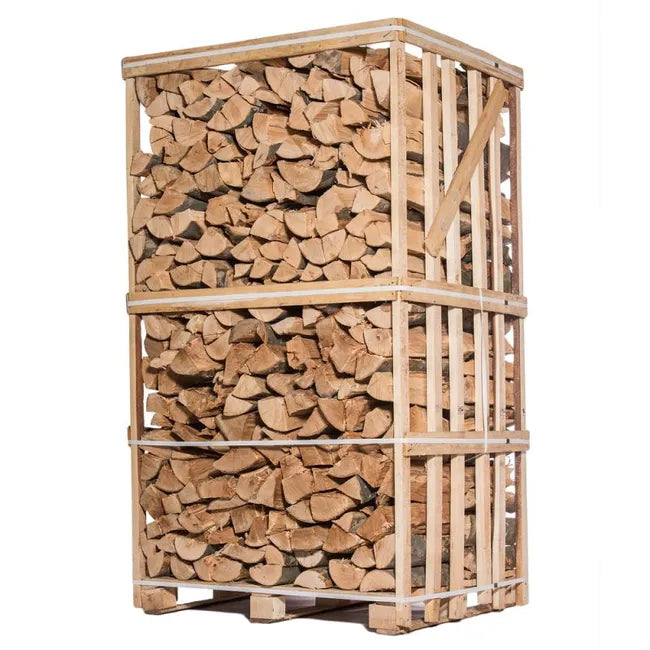 Palette de bois 2,5 stères 50cm bois de chauffage sec étuvé – box de bûches coupées fendues de 2,1m3 chêne / hêtre / châtaigniers