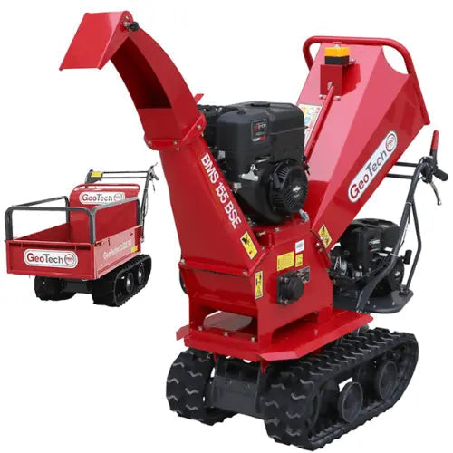 Broyeur de branches autotracté sur brouette à chenilles GeoTech-Pro BMS155 BS - Moteur B&S XR2100 - 7/15 CV