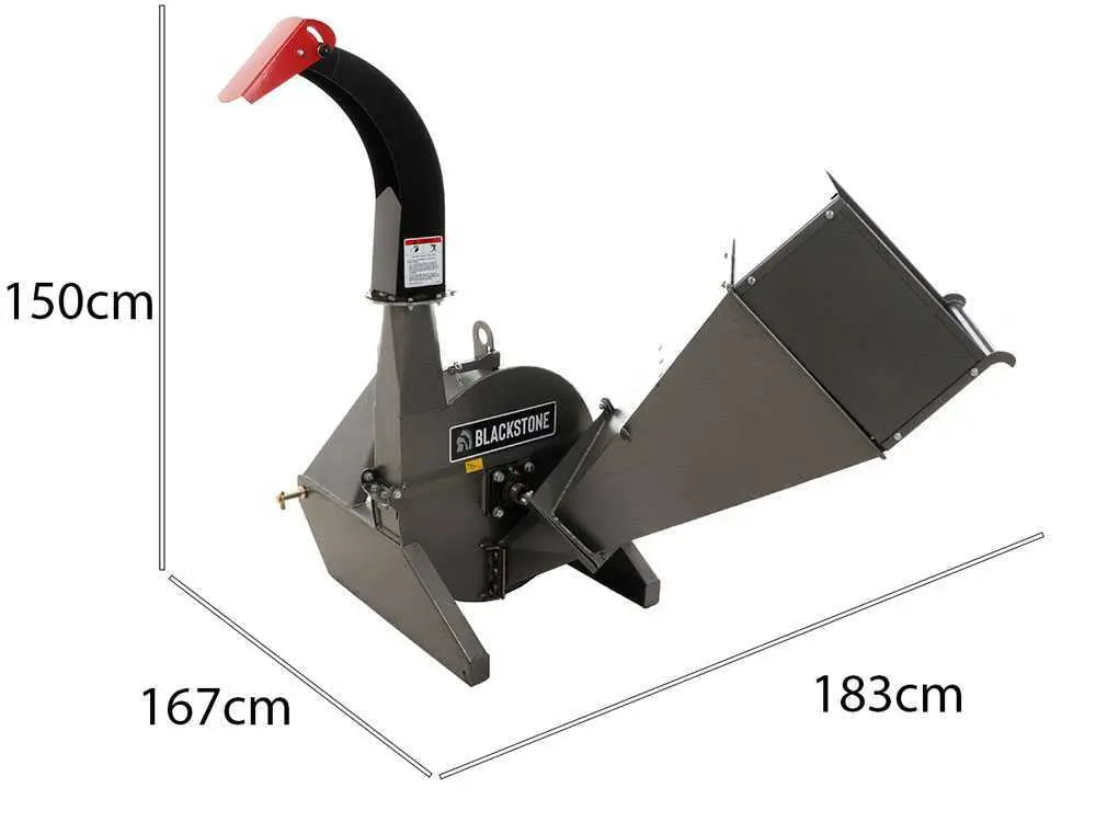 Broyeur de branches à tracteur Blackstone BTC100, avec système de coupe à 4 lames - diamètre du bois 100 mm