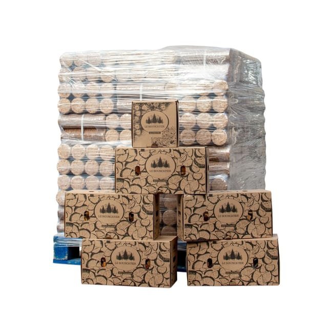 1000 kg de bûches compressées de jour, bois densifié pour poêle/cheminée + 5 cartons d’allume-bois + 1 carton 2 kg d’allume-feu