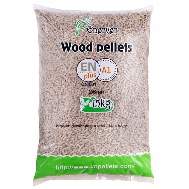 WOOD PELLETS – Granulés de bois sac 15 KG – X20 Sacs – 300KG – ENERVER